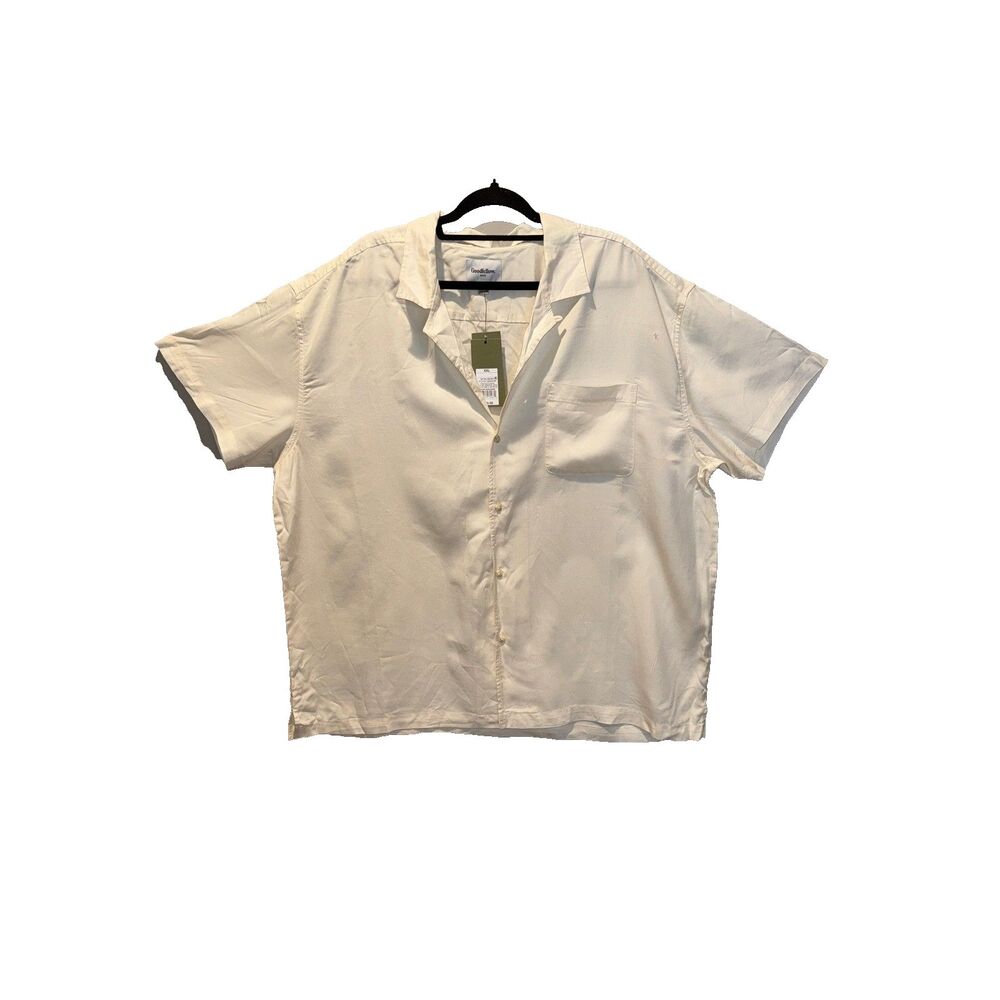 Goodfellow & Co Mens XXL Soft Twill Camp Shirt White Short Sleeve New (285)